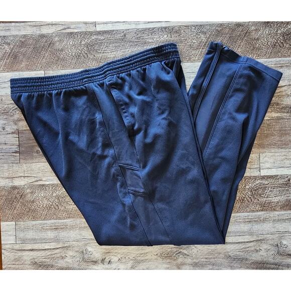 VTG Nike Sweatpants Active Mens Size XXL 2XL Navy Blue Ankle Zippers Drawstring - Picture 7 of 11